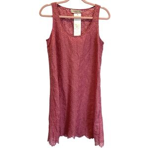 4 Love and Liberty Johnny Was Dress XS Pink Silk Eyelet Sleeveless New No Lining